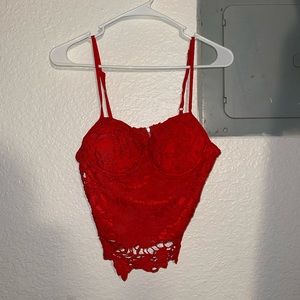 Hot red spaghetti strapped crop top! Can be use occasionally or casually!